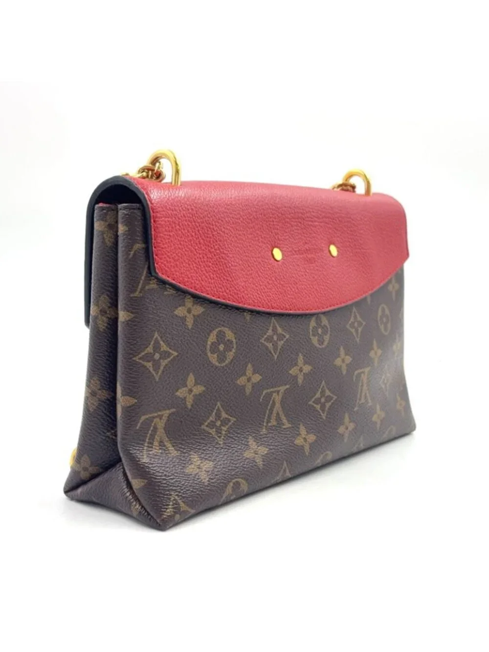 Louis Vuitton Monogram Sunplaseed Leather Brown Red Shoulder Bag Gold